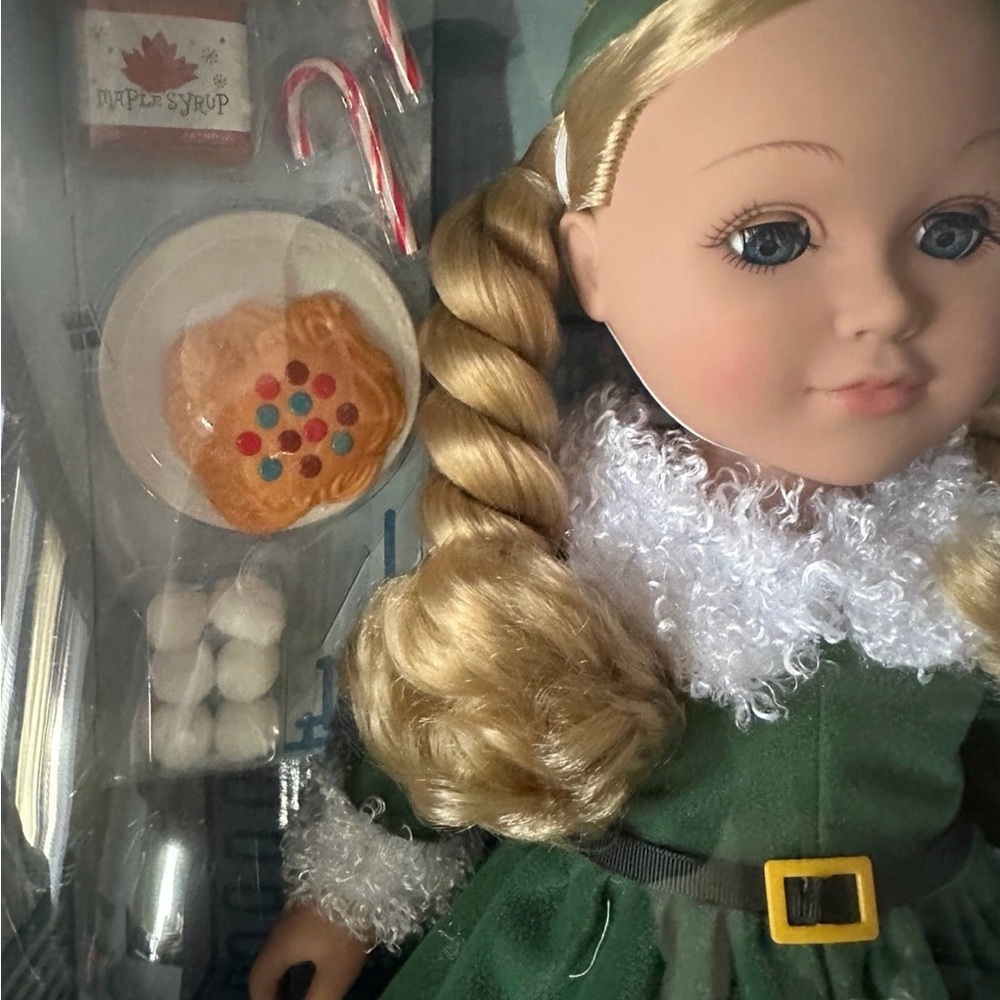 Holiday Elf Girl Doll in Green & Yellow Outfit - Picture 3 of 6